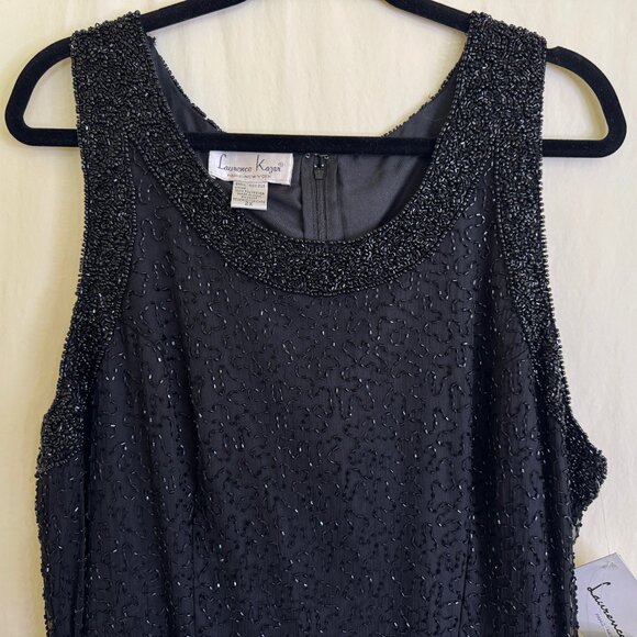 Laurence Kazar NWT Formal Dress Plus Size 2X Beaded Sequin Silk Lined Black Vtg - Picture 2 of 12